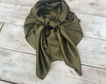 Wild Rag Olive, Cowboy Wild Rag, 35"x35", Cowboy Olive Scarf, Western Scarf, Wild Rag