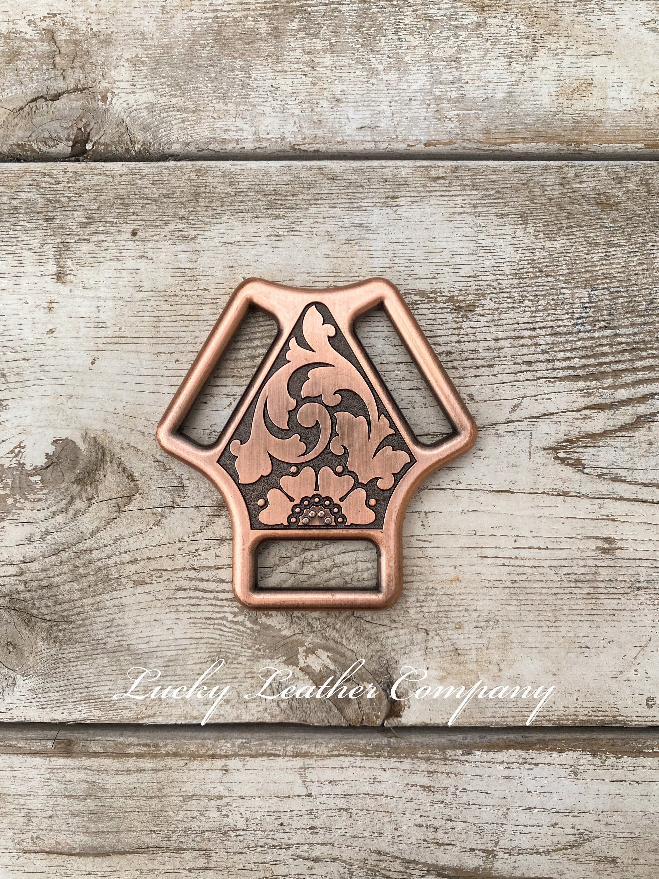 NEW Copper Horse Shoe Brand Martingale Plate, Tack Making Hardware, Leather Crafting Center Plate, Jeremiah Watt Hardware