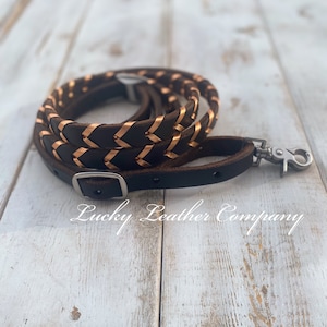 USA Made, Copper & Chocolate Barrel Reins, Barrel Racing, Trail Riding, Butter Soft Leather, Stainless Steel Hardware