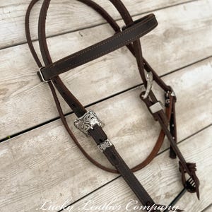 Butter Soft Chocolate & Antique Silver Headstall, Handmade Tack, Horse Tack, Western Headstall, USA Made, Quality Leather, Handmade in Idaho