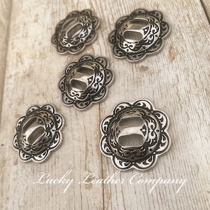 Black Horseshoe Brand Slotted Conchos, Stainless Steel Concho, Slotted, Jeremiah Watt Concho, Tack Making Concho, Leather Crafting Hardware