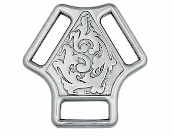 Jeremiah Watt Center Plate, Stainless Steel, Tack Making, Leather Working Hardware, Horseshoe Brand, Martingale Center Plate