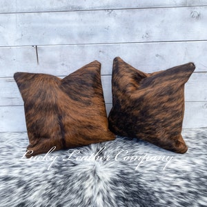 Top Quality Handmade Brindle Pillow Cover 16&quot; x 16&quot; 100% Real Cowhide