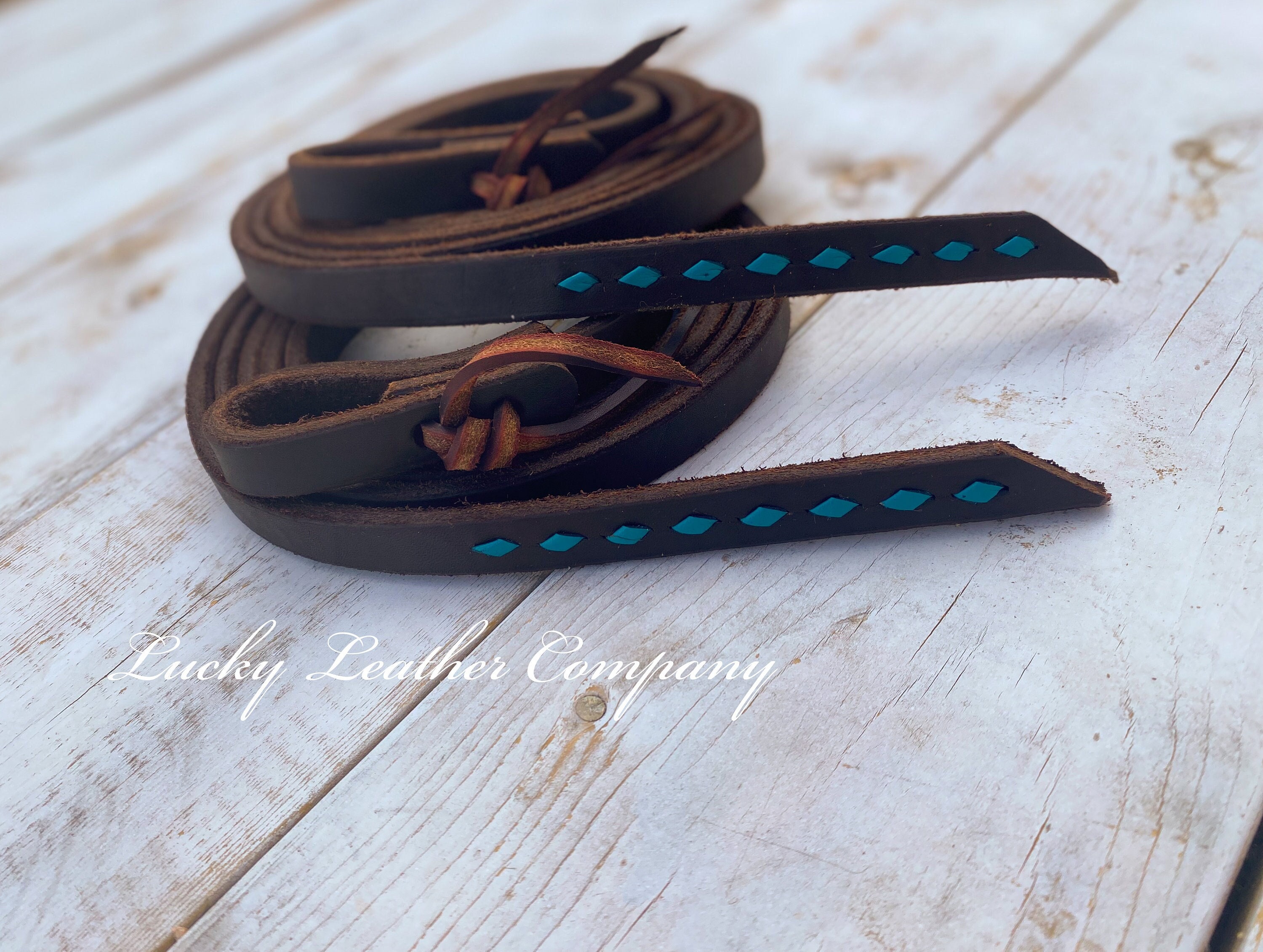 Custom Buckstitch Split Reins, Butter Soft Chocolate Reins, Custom Color, USA MADE, Western Tack, 5/8" wide, Handmade