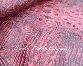 Red Wine Embossed Gator, Leather Sheets, Genuine Embossed Leather, Tack Making Leather, Leather Crafting, Red Embossed Leather