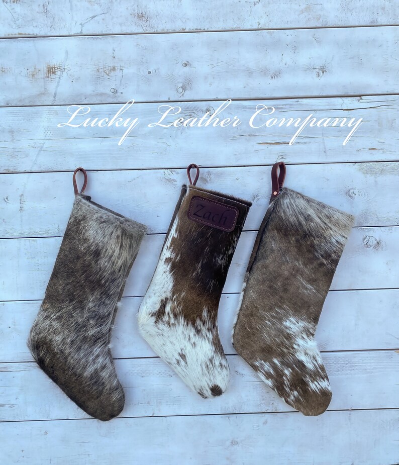 Double Sided 100 REAL Cowhide Christmas Stockings Etsy