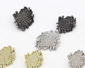 Woven Metal Shank Buttons, Irregular Patch Design (6pcs)