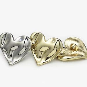 Buttons love heart shaped metal buttons/10 pcs metal shank buttons/Silver and Gold buttons/Coat buttons/Jacket Shirt Cardigan sewing buttons