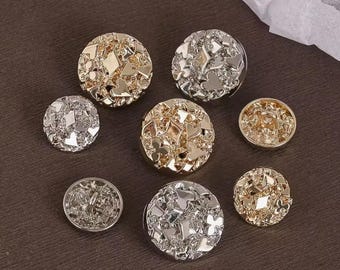 Poker Card Metal Shank Buttons, Gold & Silver (10 pcs)