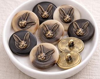 Rabbit Metal Shank Buttons, Alice in Wonderland Theme (10pcs, 25mm)
