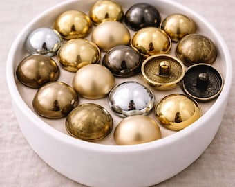 Vintage Mushroom Shank Buttons | Metal Sewing Buttons, 10-28mm