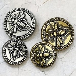 Buttons vintage bee design/10 pcs round metal shank honey bee buttons/Silver buttons/Gold buttons/shirt buttons/Coat Jacket Cardigan buttons