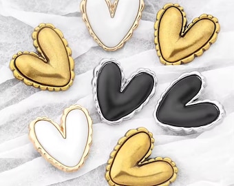 Love Heart Metal Shank Buttons, Designer Sewing Embellishments (10 pcs)