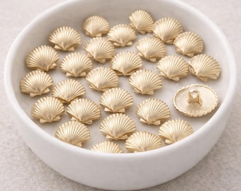 Gold Nautical Shank Buttons: Starfish, Conch, Shell (10pcs)