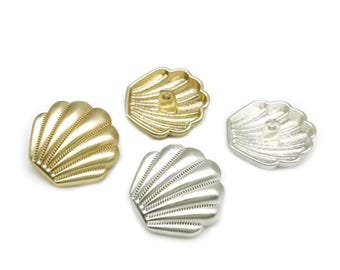 Shell Metal Shank Buttons, Gold or Silver (10 pcs)