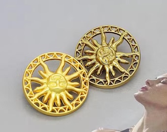 Gold Sun Metal Shank Buttons, Coat, Cardigan Sewing (10 pcs)