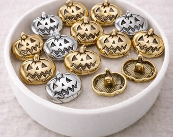 Halloween Pumpkin Buttons, Metal Sewing Decoration (10pcs)