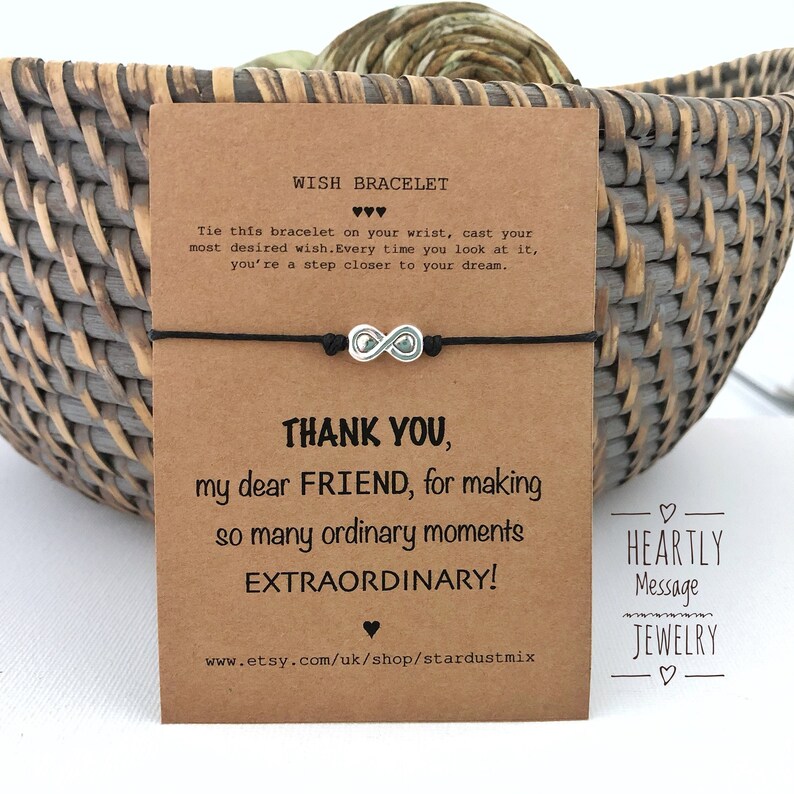 Wish Charm Bracelet With a Meaningful Message/best Friend Gift for Her/thank You Gift/infinity