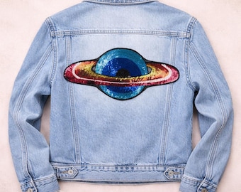 Sequin Planet Patch | Galaxy Iron On Appliqué