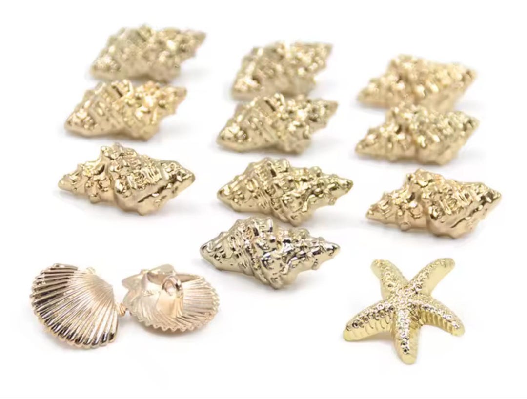 Buttons Metal Gold Conch Shell Starfish/10 Pcs Metal Shank Buttons/gold ...
