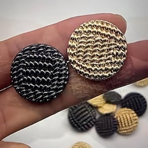 Buttons vintage woven metal buttons/10 pcs round metal shank buttons/Black buttons/Gold buttons/shirt Coat Jacket Cardigan sewing buttons