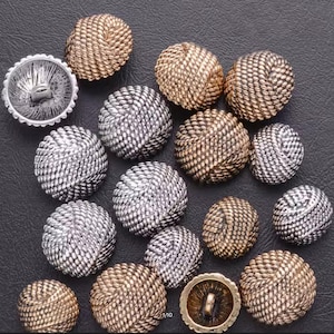 Buttons vintage woven metal buttons/10 pcs round metal shank buttons/silver buttons/Gold buttons/shirt Coat Jacket Cardigan sewing buttons
