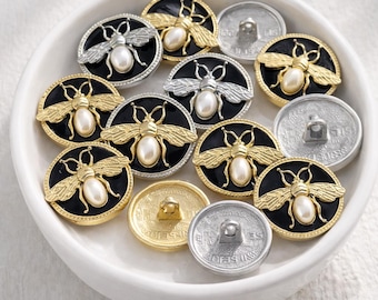 3D Honey Bee Buttons, Metal Shank, Sewing Embellishments