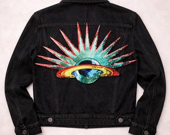 Large Sequin Planet Patch | Iron On Galaxy Appliqué