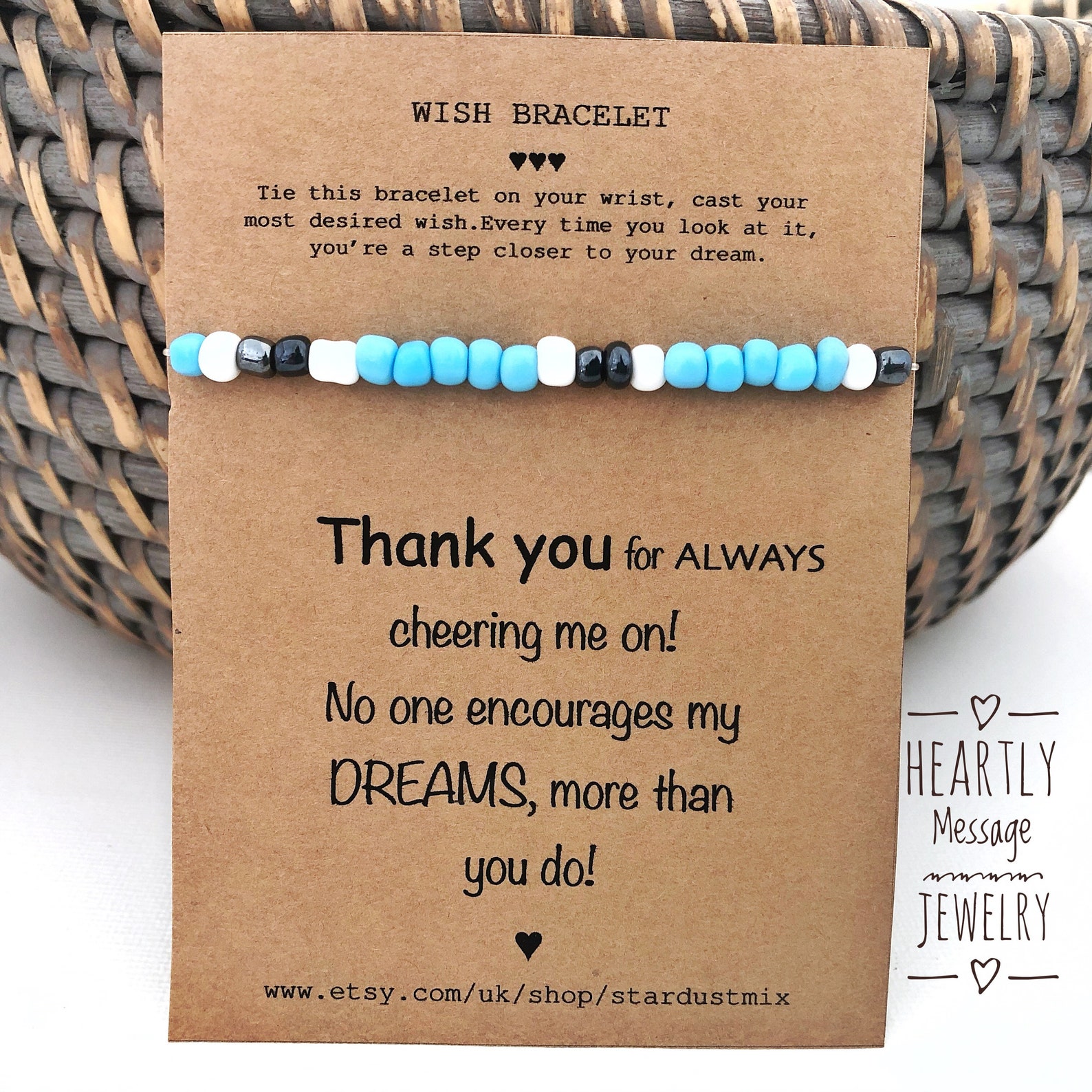 Beaded Friendship Bracelet With a Message Card/best Friend Gift/thank