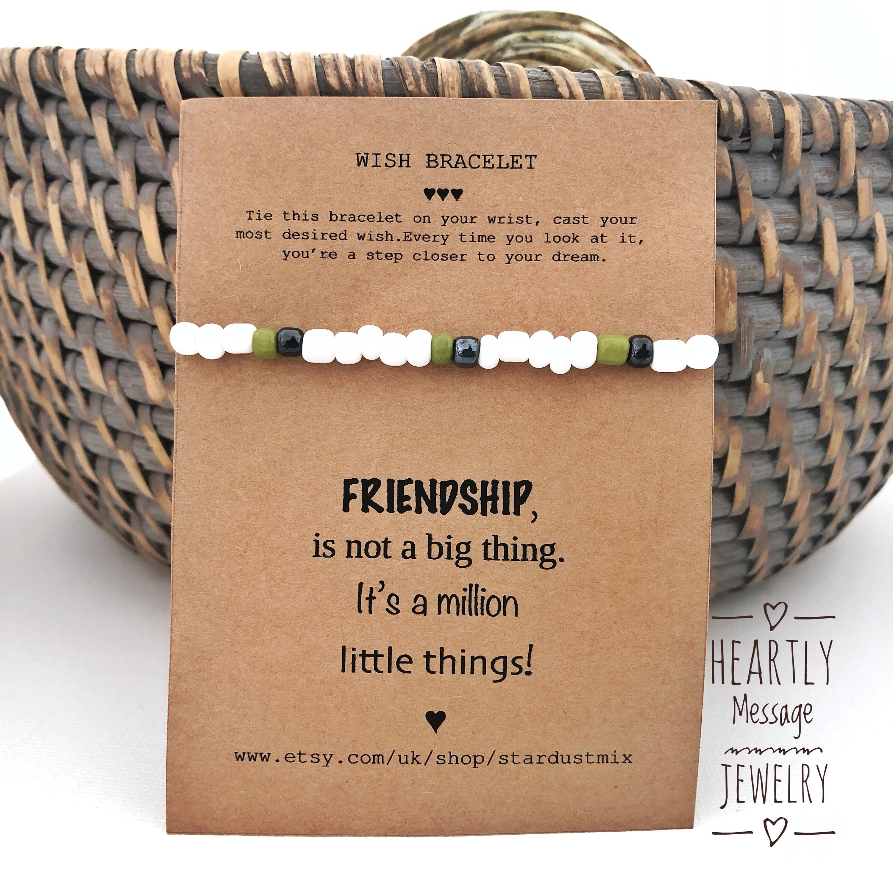 Beaded Friendship Bracelet With a Message Card/best Friend Gift/thank