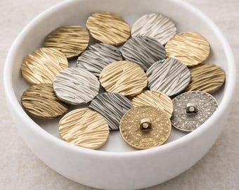 Metal Shank sewing Buttons, Stripe Silver, Gold, black, 10pcs, 18/20/23/25 mm