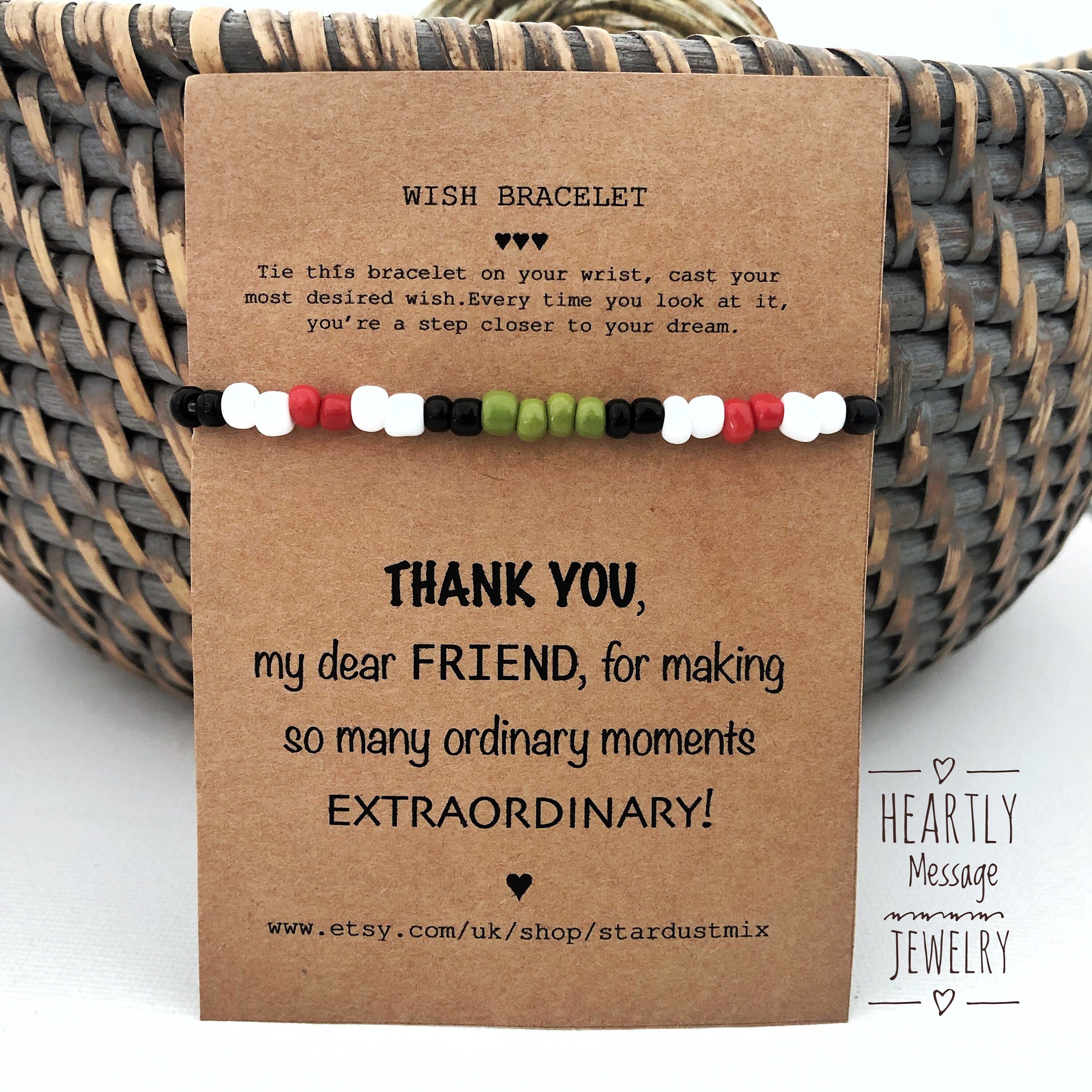Beaded Friendship Bracelet With a Message Card/best Friend Etsy
