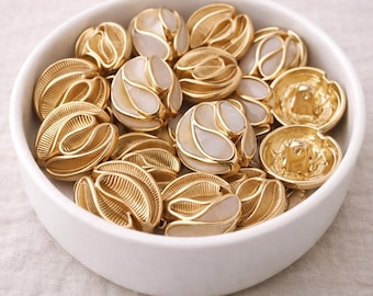 Gold Rose Metal Shank Buttons | Elegant Cardigan, Shirt Embellishments - 10 pcs