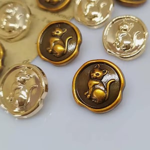 Buttons cute vintage cat design metal buttons/6 pcs metal shank buttons/Gold buttons/Coat buttons/Jacket Shirt Cardigan sewing buttons