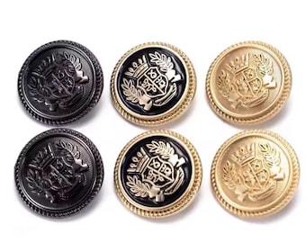 Vintage Royal Emblem Metal Buttons, Coat, Shirt, Crafts - 10 pcs