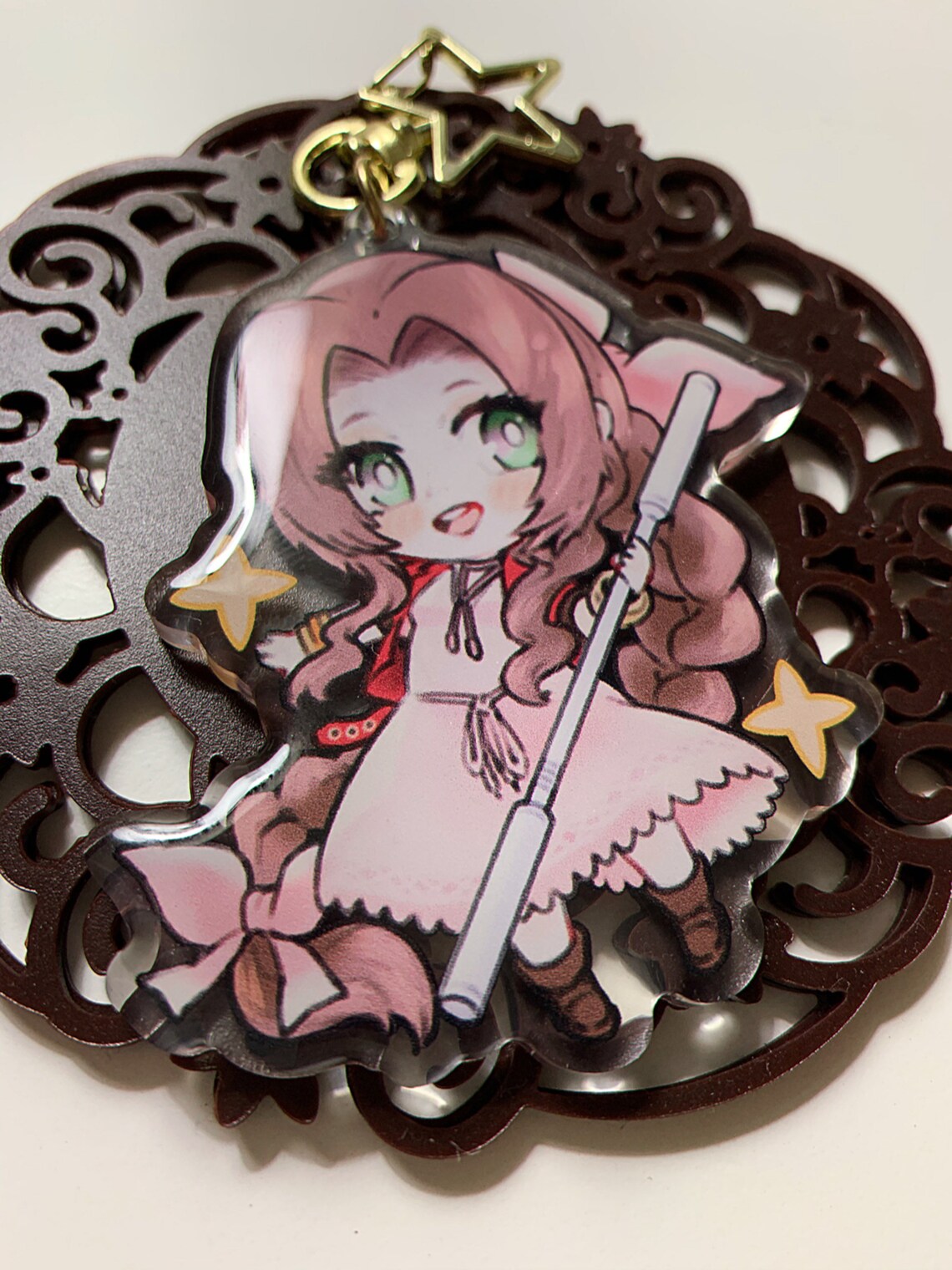 FLAWED FFVII Aerith Keychain | Etsy