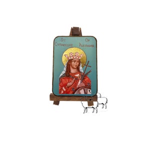 St. Catherine of Alexandria Icon, Patron Saints, Female Saints, Mini Icon, Catholic, Byzantine, Orthodox, Religious Fine Art