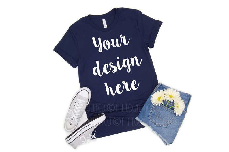 Download Navy T-shirt Mockup Bella Canvas Mockup 3001 Navy Mockup ...