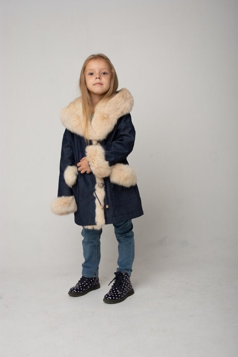 Insulated denim jacket / Kids denim jacket/ Fur rabbit jacket | Etsy