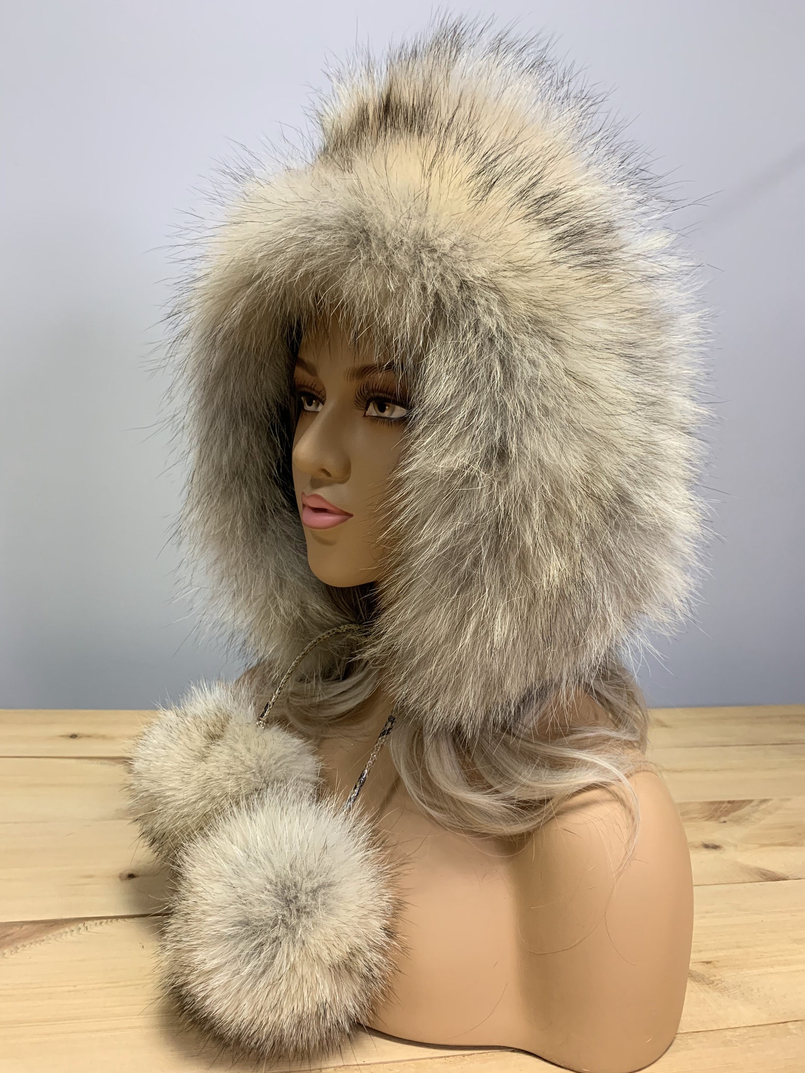 Fur hood / Wolf fur hat / Real fur hat / Fur hat / Wolf fur / Etsy