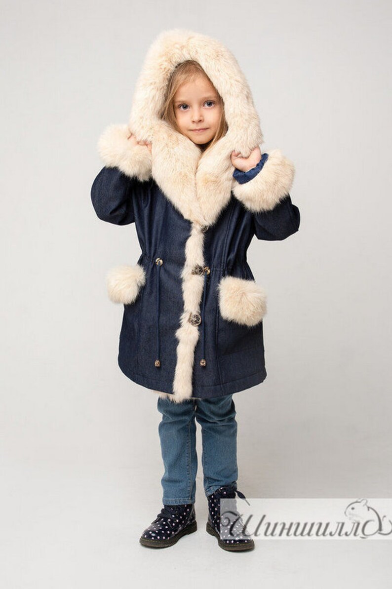 Insulated denim jacket / Kids denim jacket/ Fur rabbit jacket | Etsy