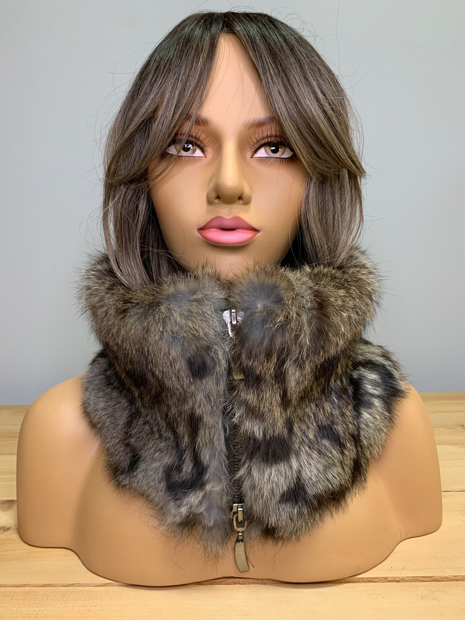 Rabbit fur collar / Rabbit fur scarf / Fur collar / Fur cowl / Etsy