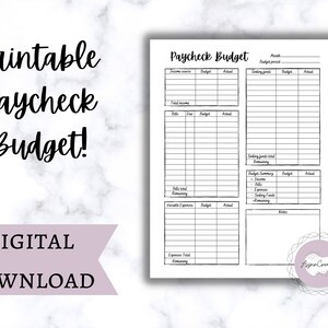 Printable Paycheck Budget, Zero Based Budget, Minimalist Budget, Blank Budget Printable 2025