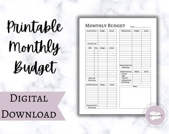Printable Zero Based Monthly Budget, Cash Envelope Method, Instant Download, Blank Template 2025