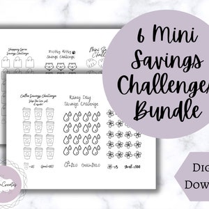 6 Mini Savings Challenge Bundle, Cash Envelope, Sinking Fund, 2025 Savings Challenges, Low Income
