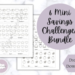 6 Mini Savings Challenge Bundle, Kawaii Budgeting, Cash Envelope, Sinking Fund, 2025 Savings Challenges, Low Income