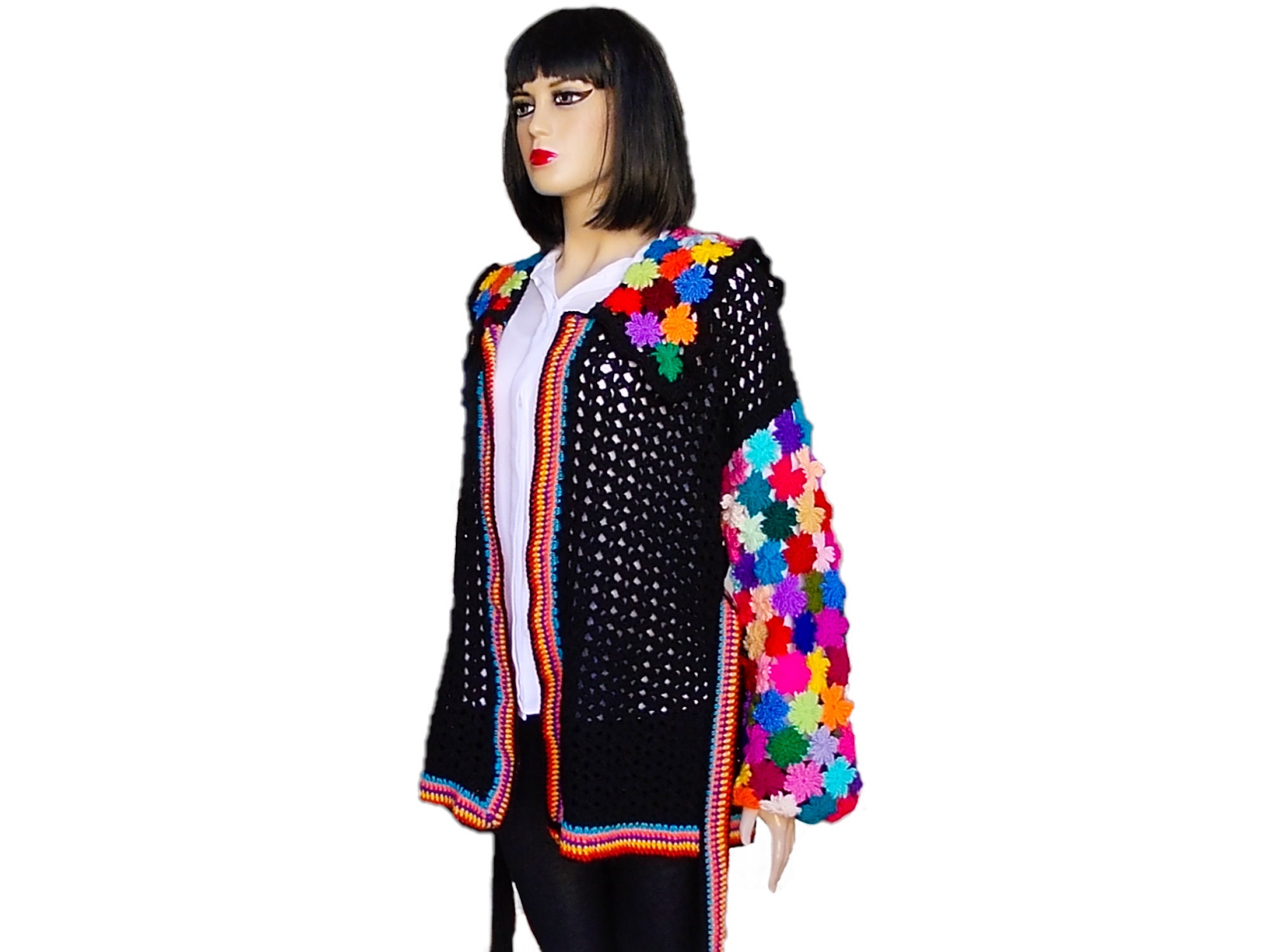 Belted hooded cardigan