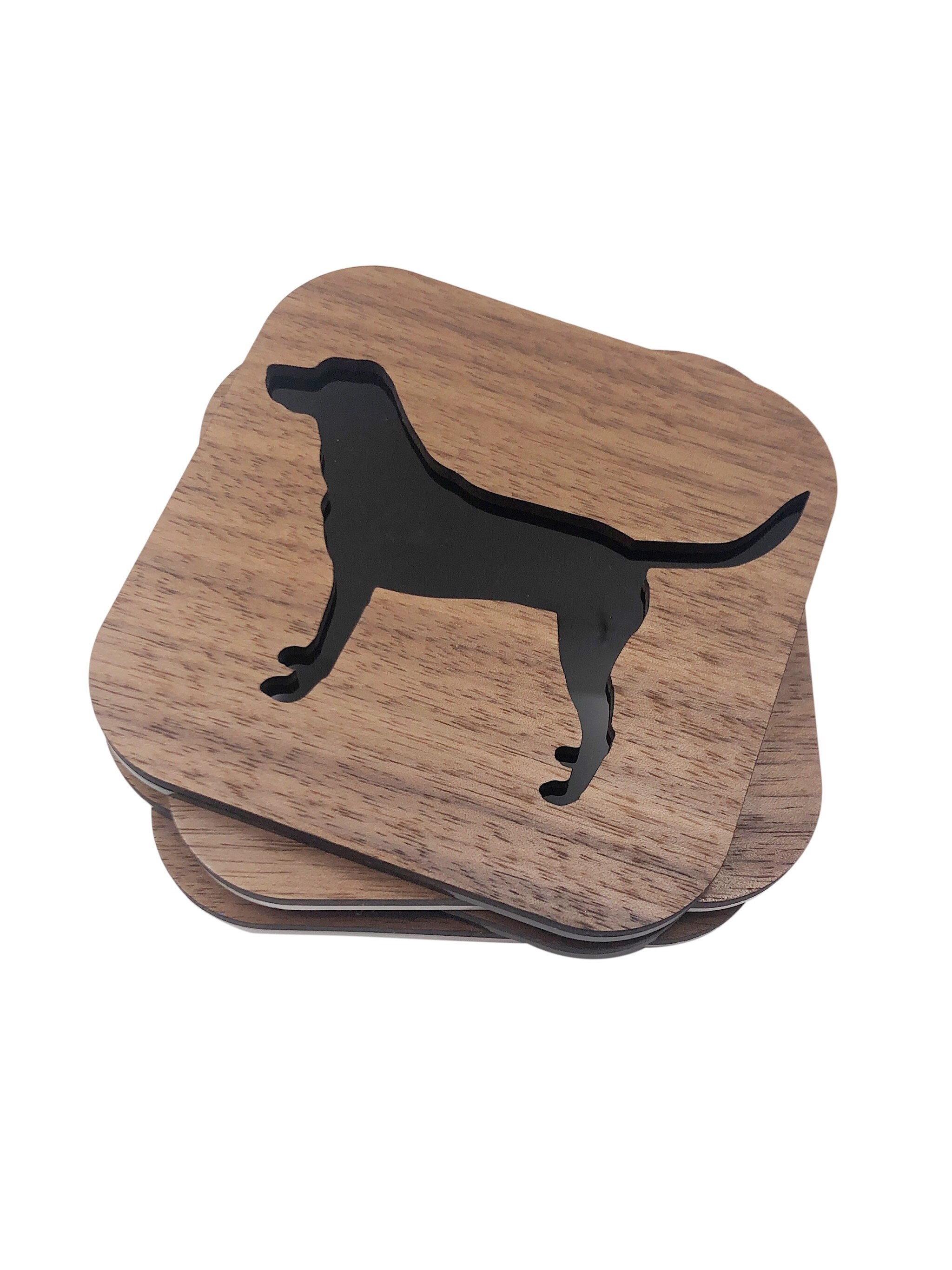 Personalized Dog Breed Coasters / Walnut Wood Set of 4 / Dog Etsy