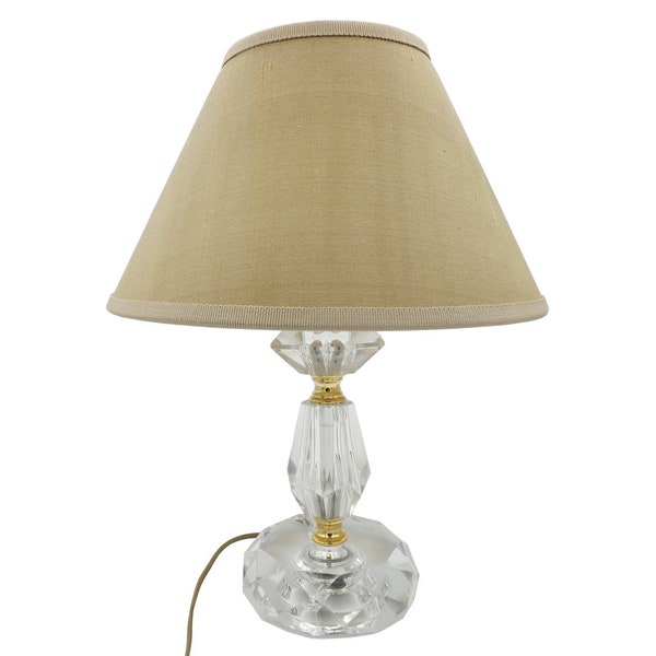 Lampe pied en cristal, bague en laiton - Antique crystal lamp