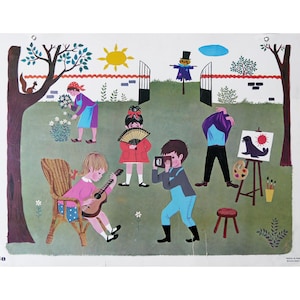 Poster scolastico Fernand Nathan 1968 - Carta da parati scolastica vintage francese
